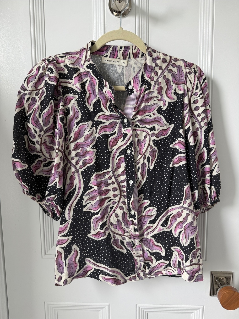 Lanhtropy has Sanctuary Black and Purple Floral Button-Front Blouse